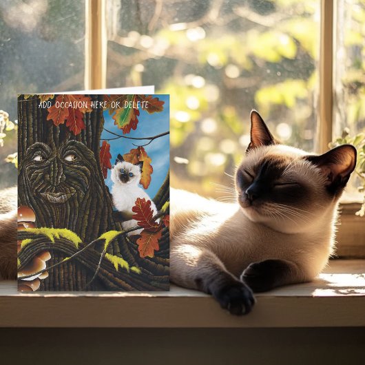 Tree Ent Cat Autumn Fantasy Karte