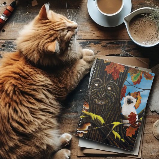 Tree Ent Cat Autumn Fantasy Notizblock
