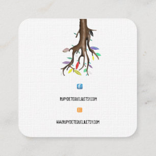 TREE FACEBOOK UND ETSY HANDMADE LOGO Business CARD Quadratische Visitenkarte