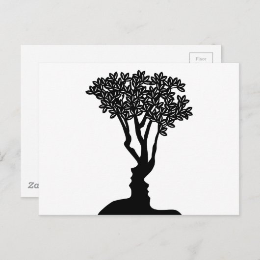 Tree Faces Optical Illusion Concept Postkarte (Vorne/Hinten)