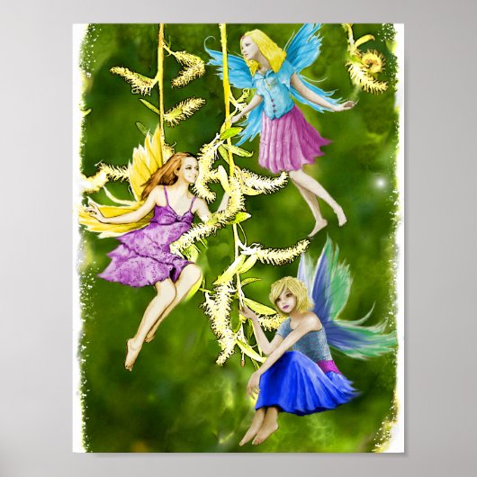 Tree Fairies on Weeping Willow Poster (Vorne)