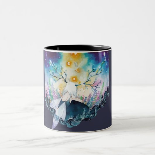Tree Fairy Digital Art Zweifarbige Tasse (Mittel)