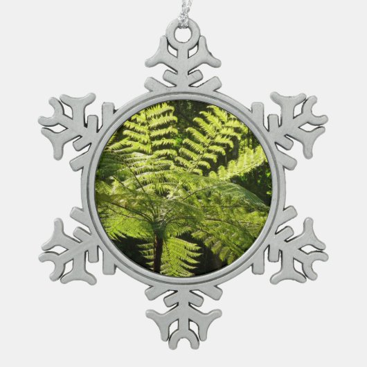 Tree Fern im Regenwald Schneeflocken Zinn-Ornament (Vorderseite)