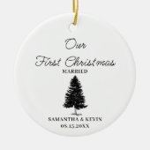 Tree First Christmas Verheiratet Mr. und Mrs. Wedd Keramik Ornament (Vorne)