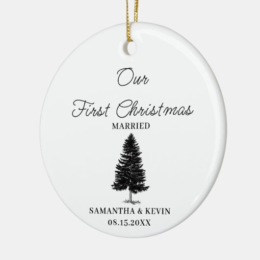 Tree First Christmas Verheiratet Mr. und Mrs. Wedd Keramik Ornament (Links)