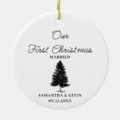 Tree First Christmas Verheiratet Mr. und Mrs. Wedd Keramik Ornament (Hinten)