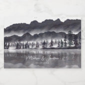 Tree Forest Mountain Black & White Danke Mini Alkoholflaschenetikett (Einzelnes Label)