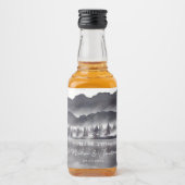 Tree Forest Mountain Black & White Danke Mini Alkoholflaschenetikett (Vorderseite)