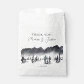 Tree Forest Mountain Black & White Vielen Dank Geschenktütchen (Vorderseite)
