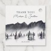 Tree Forest Mountain Lakeside Hochzeit Vielen Dank Geschenkanhänger (Rückseite)