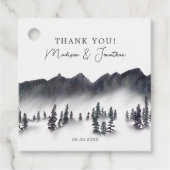 Tree Forest Mountain Lakeside Hochzeit Vielen Dank Geschenkanhänger (Vorderseite)