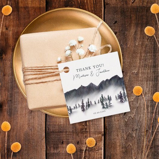 Tree Forest Mountain Lakeside Hochzeit Vielen Dank Geschenkanhänger