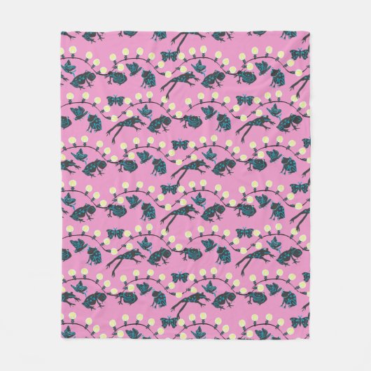 Tree Frog Cafe Pink Fleecedecke (Vorderseite)