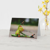 Tree Frog doing Yoga Funny Card Karte (Gelbe Blume)