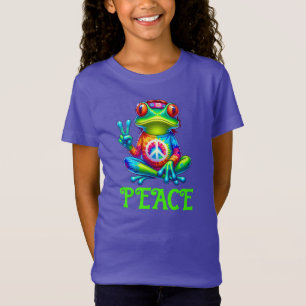 Tree Frog Peace Sign Gefärbte Krawatte T-Shirt