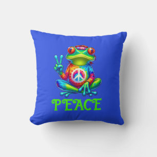 Tree Frog Peace Sign Tye Dye Shirt, Yoga Inspirier Kissen