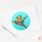 Tree Frog Playing Australian Flag Guitar Blue Runder Aufkleber (Umschlag)