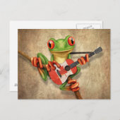 Tree Frog Playing Canadian Flag Guitar Postkarte (Vorne/Hinten)