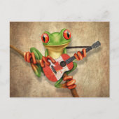 Tree Frog Playing Canadian Flag Guitar Postkarte (Vorderseite)