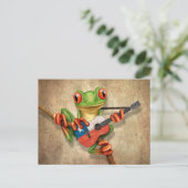 Tree Frog Playing Chilene Flag Gitarre Postkarte (Stehend Vorderseite)