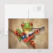 Tree Frog Playing Chilene Flag Gitarre Postkarte (Vorne/Hinten)