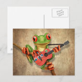 Tree Frog Playing Manitoba Flag Gitarre Postkarte (Vorne/Hinten)