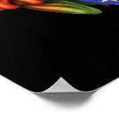 Tree Frog Playing Puerto Rico Flag Gitarre Schwarz Poster (Ecke)