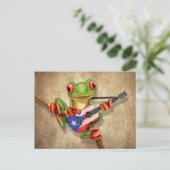 Tree Frog Playing Puerto Rico Flag Guitar Postkarte (Stehend Vorderseite)