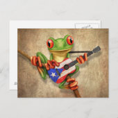 Tree Frog Playing Puerto Rico Flag Guitar Postkarte (Vorne/Hinten)