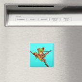 Tree Frog Playing Sri Lanka Flag Guitar Blue Magnet (In Situ (Geschirrspüler))