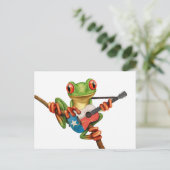 Tree Frog Playing Texas Flag Gitarre White Postkarte (Stehend Vorderseite)