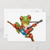 Tree Frog Playing Texas Flag Gitarre White Postkarte (Vorne/Hinten)