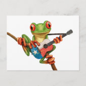 Tree Frog Playing Texas Flag Gitarre White Postkarte (Vorderseite)