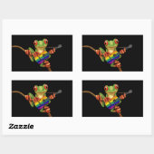 Tree Frog Rainbow Flag Gitarre Schwarz Rechteckiger Aufkleber (Blatt)