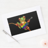 Tree Frog Rainbow Flag Gitarre Schwarz Rechteckiger Aufkleber (Umschlag)