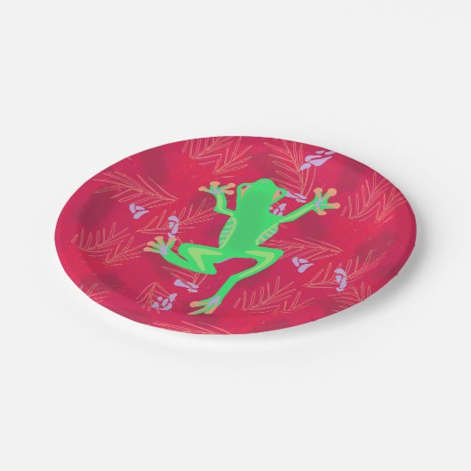 Tree Frog Rainforest Pappteller (Schrägansicht)