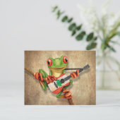 Tree Frog spielt libanesische Flaggengitarre Postkarte (Stehend Vorderseite)