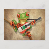 Tree Frog spielt libanesische Flaggengitarre Postkarte (Vorderseite)