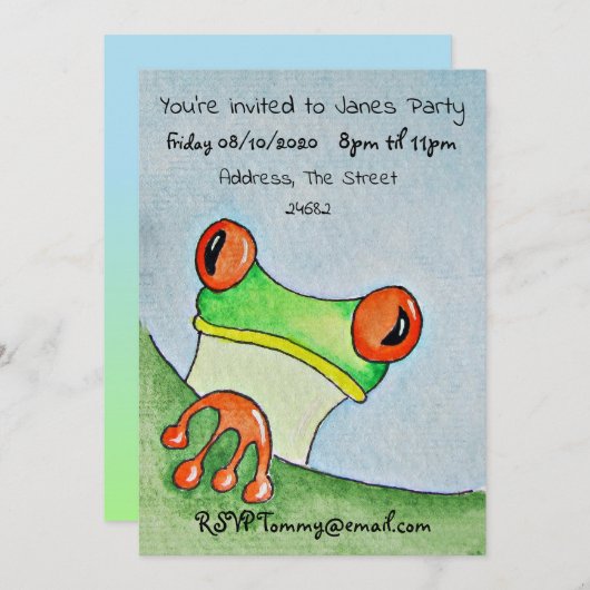 Tree Frog Wassercolor Einladung (Vorne/Hinten)
