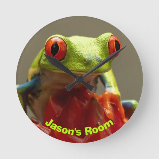 Tree Frog with Red Eyes Personalized Runde Wanduhr (Vorderseite)