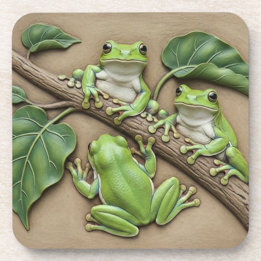 Tree Frogs Hard plastic coaster Getränkeuntersetzer (Vorderseite)