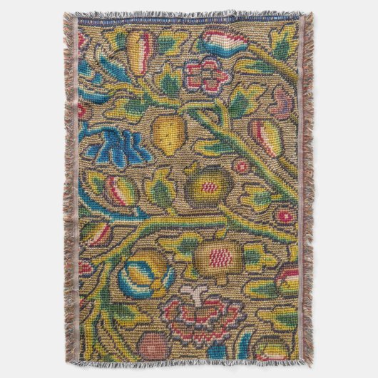 Tree fruits vintage woven jacquard blanket decke (Vorderseite Vertikal)