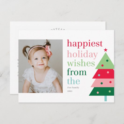 Tree Fun Moderner Urlaub Postkarte (Vorne/Hinten)