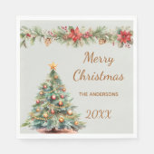 Tree garland red green Christmas Party luncheon Serviette (Vorderseite)