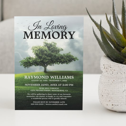 Tree-Gedächtnisdienst | Park Celebration of Life Einladung