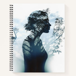 Tree Girl Double Exposure Notizblock