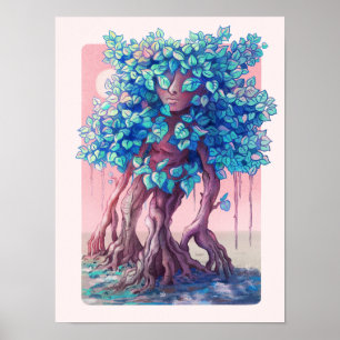 Tree Girl Pastel Painting Poster