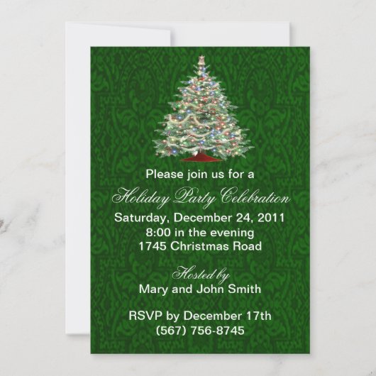 Tree Green Holiday Party Einladungen (Vorderseite)
