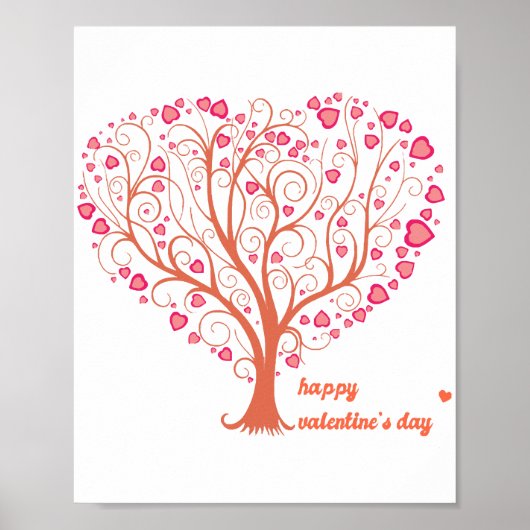 Tree Heart Happy Valentine Day Poster (Vorne)