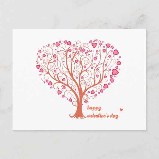 Tree Heart Happy Valentine Day Postkarte (Vorderseite)